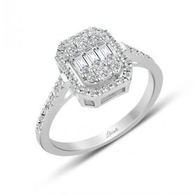 0.55 ct Modern Tasarım Baget Kare Tektaş Yüzük