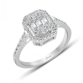 0.55 ct Modern Tasarım Baget Kare Tektaş Yüzük