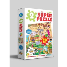 0-6 Yaş Yayınları 2 Süper Puzzle Çiftlik Havananları Vahşi Havanlar