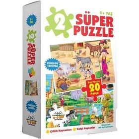0-6 Yaş Yayınları 2 Süper Puzzle Çiftlik Havananları Vahşi Havanlar