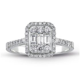 0.60 ct 18K Modern Tasarım Baget Kare Tektaş Yüzük
