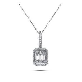 0.60 ct Modern Tasarım Baget Kare Tektaş Kolye