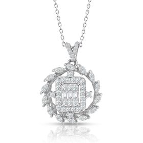 0.60 ct Modern Tasarım Baget Kare Tektaş Kolye