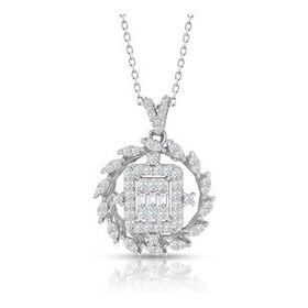 0.60 ct Modern Tasarım Baget Kare Tektaş Kolye