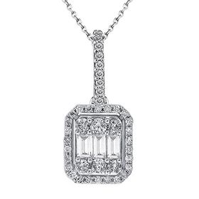 0.60 ct Modern Tasarım Baget Kare Tektaş Kolye