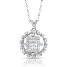 0.60 ct Modern Tasarım Baget Kare Tektaş Kolye
