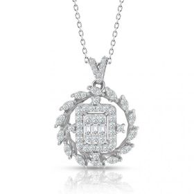 0.60 ct Modern Tasarım Baget Kare Tektaş Kolye