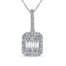 0.60 ct Modern Tasarım Baget Kare Tektaş Kolye