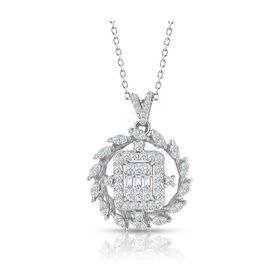 0.60 ct Modern Tasarım Baget Kare Tektaş Kolye
