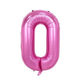 0 Rakamı Pembe 100 cm Folyo Balon