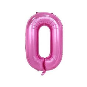 0 Rakamı Pembe 100 cm Folyo Balon