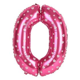 0 Rakamı Pembe 40 cm Folyo Balon