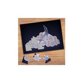 0001371 Bulut Ve Ay Temalı Çocuklara Özel Puzzle Yapboz Tablo