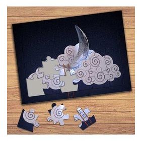 0001371 Bulut Ve Ay Temalı Çocuklara Özel Puzzle Yapboz Tablo