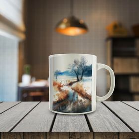00147 Yağlı Boya Efekti Manzara Baskılı Hediyelik Kupa Bardak