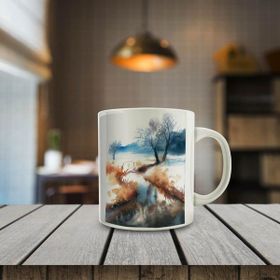 00147 Yağlı Boya Efekti Manzara Baskılı Hediyelik Kupa Bardak