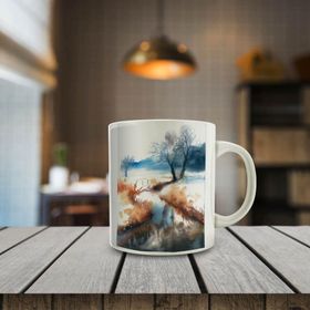 00147 Yağlı Boya Efekti Manzara Baskılı Hediyelik Kupa Bardak