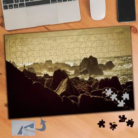 004 Taş Kayalıklar Manzarası Retro 240 Parça Puzzle Yapboz Tablo