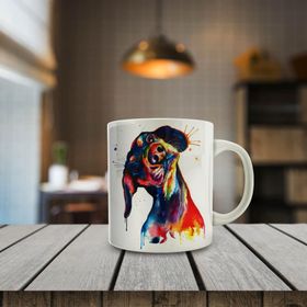 00639 Rengarenk Sevimli Köpek Baskılı Hediyelik Kupa Bardak