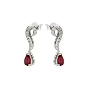 0,09 Ct Pırlantalı Yakut Küpe