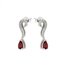 0,09 Ct Pırlantalı Yakut Küpe