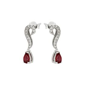 0,09 Ct Pırlantalı Yakut Küpe