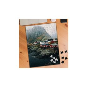 0102 Dağ Manzaralı Kayalık Evler 240 Parça Puzzle Yapboz