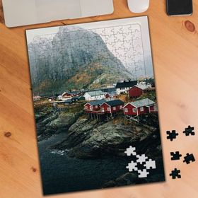 0102 Dağ Manzaralı Kayalık Evler 240 Parça Puzzle Yapboz