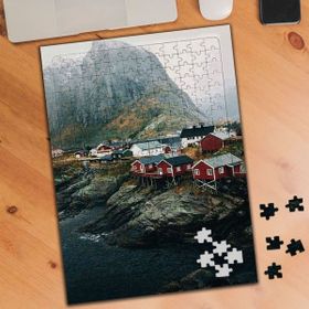 0102 Dağ Manzaralı Kayalık Evler 240 Parça Puzzle Yapboz