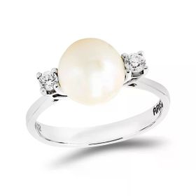 0,12 ct Pırlanta İnci Yüzük