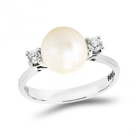 0,12 ct Pırlanta İnci Yüzük