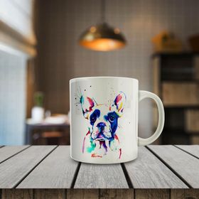 0147147 Boya Damla Efekti Köpek Baskılı Kupa Bardak