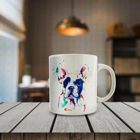 0147147 Boya Damla Efekti Köpek Baskılı Kupa Bardak