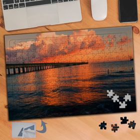 019 Gün Batımı Sahil İskelesi Manzarası 240 Parça Puzzle Yapboz Tablo
