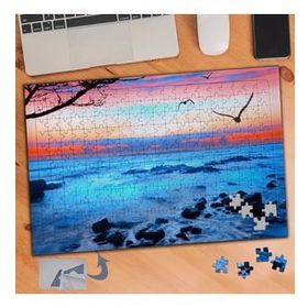028 Kuş Ve Kızıl Gökyüzü Manzarası 240 Parça Puzzle Yapboz Tablo