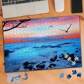 028 Kuş Ve Kızıl Gökyüzü Manzarası 240 Parça Puzzle Yapboz Tablo