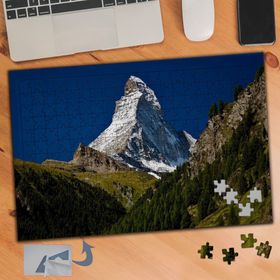 032 Ağaçların Arkasında Dağ Manzarası 240 Parça Puzzle Yapboz Tablo