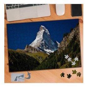 032 Ağaçların Arkasında Dağ Manzarası 240 Parça Puzzle Yapboz Tablo