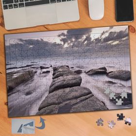 034 Bulutlu Gökyüzü Ve Taş Yığınları 240 Parça Puzzle Yapboz Tablo