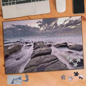 034 Bulutlu Gökyüzü Ve Taş Yığınları 240 Parça Puzzle Yapboz Tablo