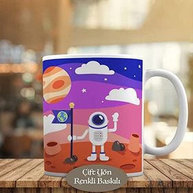0430 Uzaya Dünya Bayrağı Diken Astronot Kupa Bardak