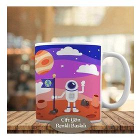 0430 Uzaya Dünya Bayrağı Diken Astronot Kupa Bardak
