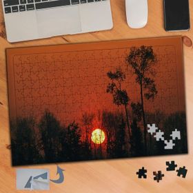 046 Gün Batımında Ağaç Manzarası 240 Parça Puzzle Yapboz Tablo