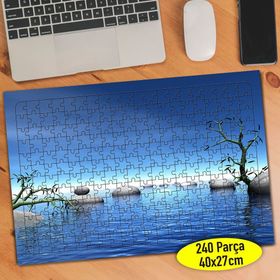 049 Mavi Denizde Ağaç Dalları ve Taşlar 240 Parça Puzzle Yapboz