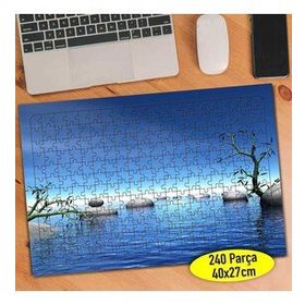 049 Mavi Denizde Ağaç Dalları ve Taşlar 240 Parça Puzzle Yapboz