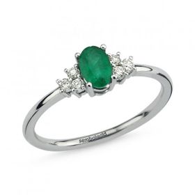 0,59 ct Pırlanta Emerald G-SI Beyaz Altın Yüzük