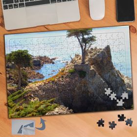 068 Kayalıkta Büyüyen Ağaç Manzarası 240 Parça Puzzle Yapboz Tablo