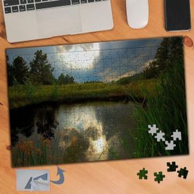 073 Göl Kenarında Doğa Manzarası 240 Parça Puzzle Yapboz Tablo