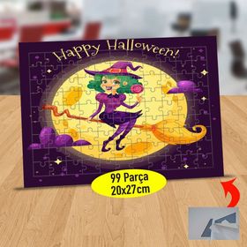 0778 Cadılar Bayramı Süpürgeli Cadı 99 Parça Puzzle Yapboz Tablo