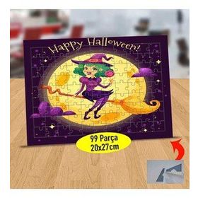 0778 Cadılar Bayramı Süpürgeli Cadı 99 Parça Puzzle Yapboz Tablo